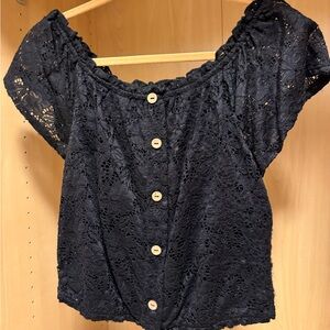 Black lacy crop with buttons